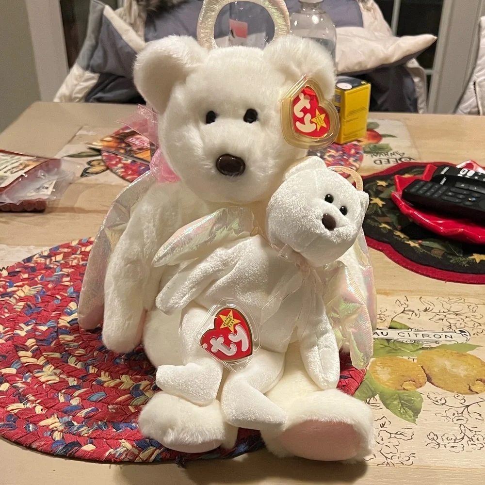 VERY RARE FIND Ty White “Halo” Beanie Baby and Buddy. 😇🪽